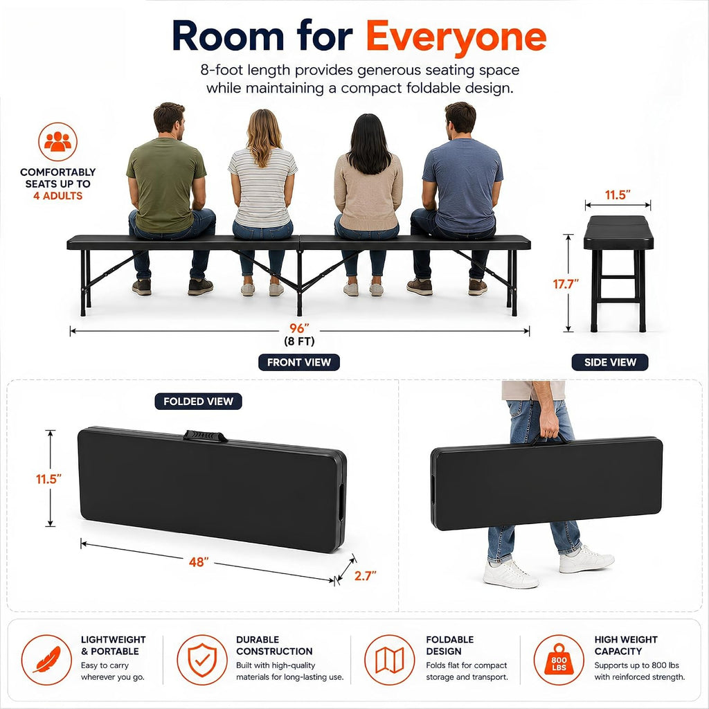 Portable Plastic Indoor Outdoor Folding Bench