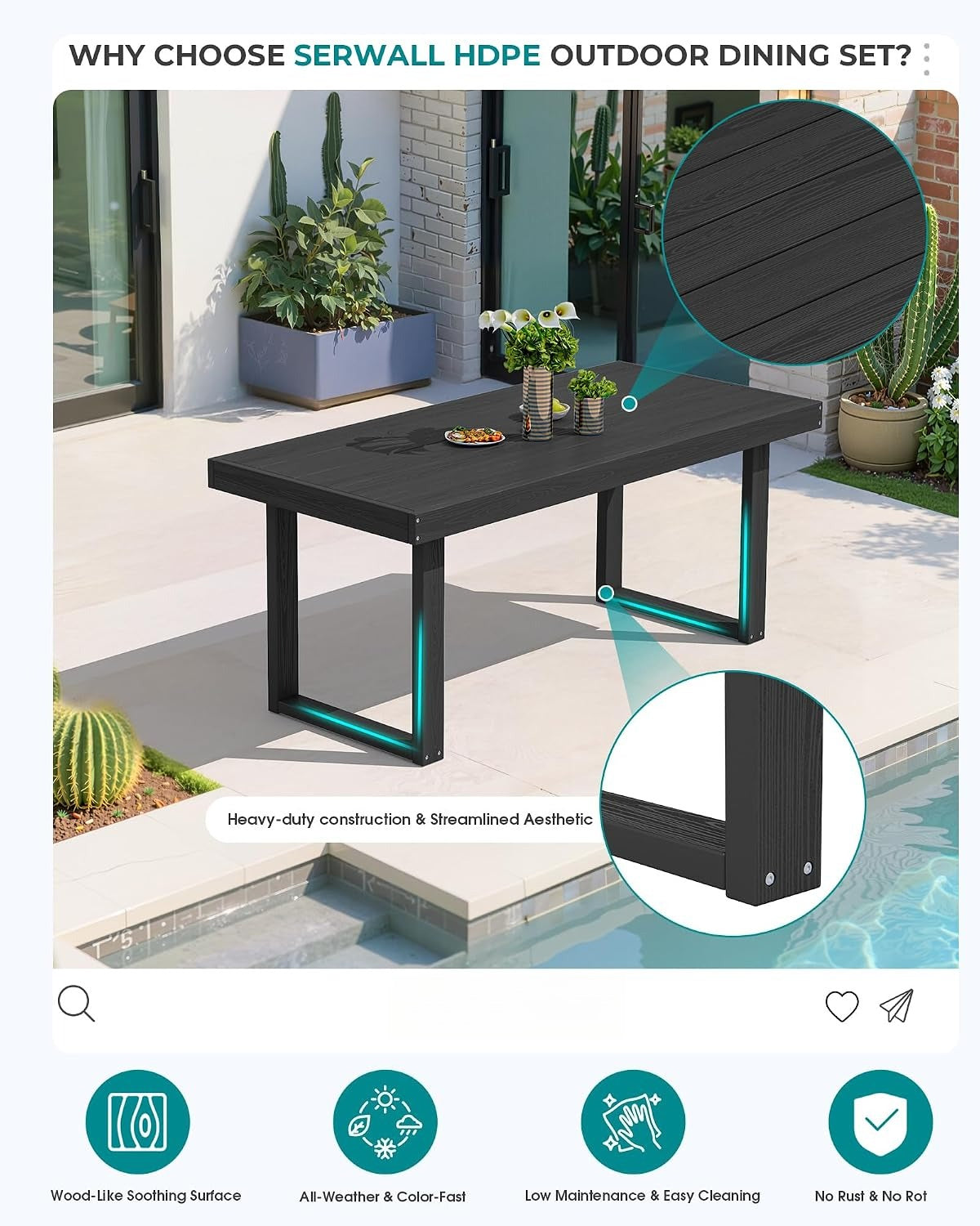 HDPE 4‑Seat Outdoor Patio Dining Set